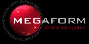 logotipo megaform sobre negro